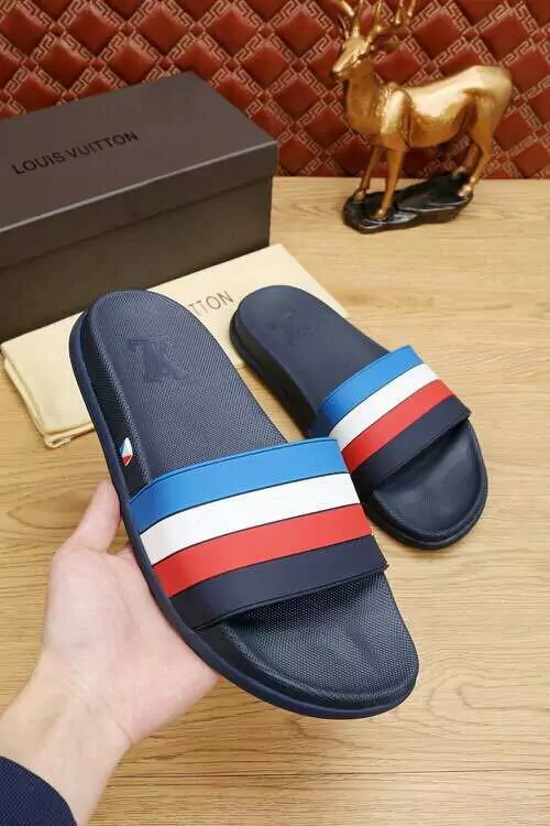 louis vuitton slippers cheap stripe blue